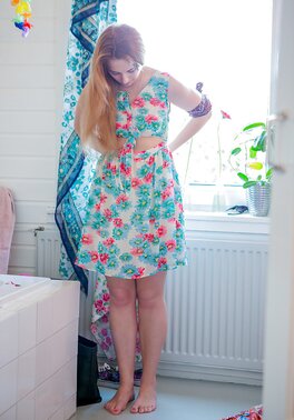 Girl with hairy pussy doesn't know that a roommate spies on her during dressing
