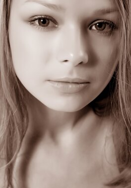 Love with long legs exposes her naked body focusing on boobs and snatch