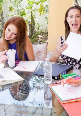 Abbi Sasha and Tiffany ditch studying for doggy 3some