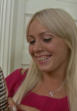 Blonde with a cute smile is all about fingering and orgasms