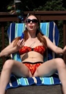 Harley Love shows her pale body outside, plays with her tits