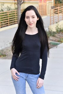 Innocent brunette with pale skin finds quiet spot perfect to pose ...