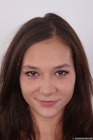 Small-tittied Czech college girl Morgan Moon has flat body but expressive eyes