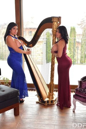 Music turns bosomy babes with black eyes on and teens start lesbian coition