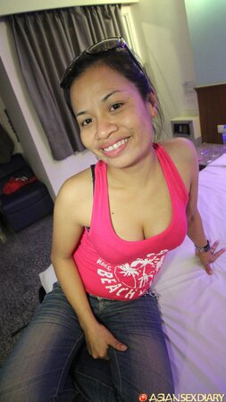 Busty Philippine female fucks with hotel guest and gets facialized on the camera