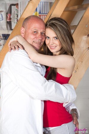 Young woman has soft coition with a man old enough to be her stepfather