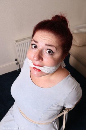 Lovely BBW redhead for not doing chores gets tied up in the living room