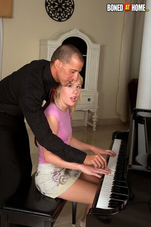Piano tutor's cock needs to be satisfied and only student knows how to help him