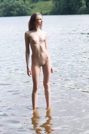 Fragile teen finds secluded lake perfect to free body from all lingerie
