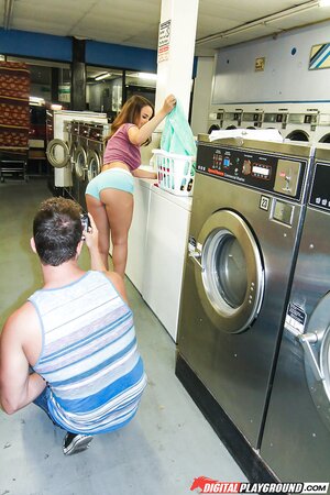 Guy takes pictures of girl's booty in laundry without knowing how slutty she is