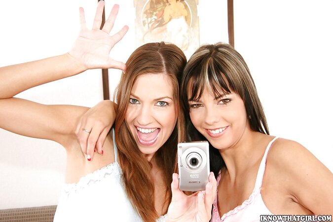 Joyful girlfriends film on camera their first ever lesbian encounter