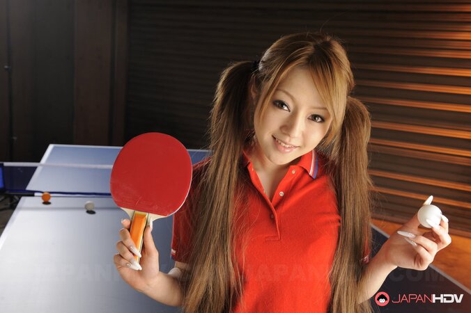 Ping-pong game makes twin-tailed Japanese player eager to show small tits