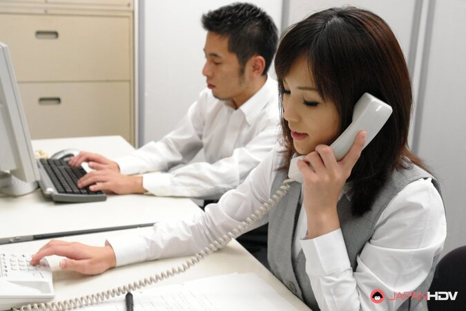Horny office workers from Japan reach orgasm thanks to splendid young colleague