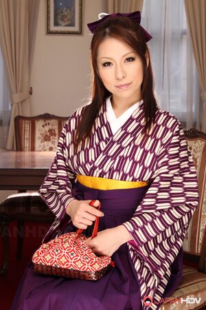 Modest angel from Japan flashes sexy panties hidden under her kimono