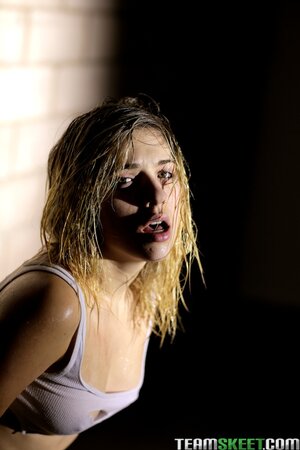 Lia Lor shows her wet small tits after training hard