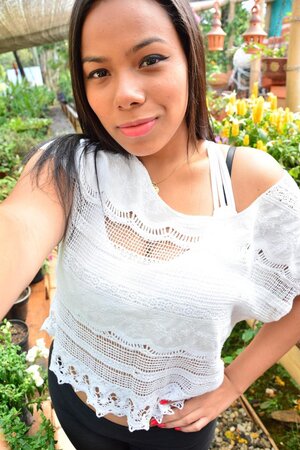 Andrea Flores counting flowers and looking as hot as it gets