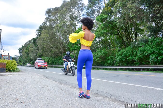 Afro Janeth Black gets oiled ass and twat banged by Mario Leon