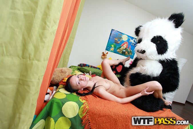 Lidia B as Isabella takes internal cum from panda
