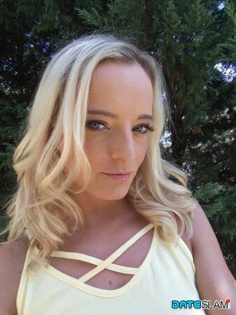 Blonde with a huge forehead showing her amazing tits