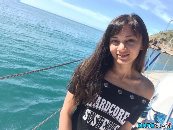 Brunette looks hella cute while showing her tight body