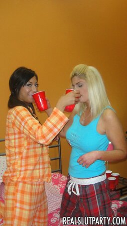 College girls drink a little bit and easily flash nice breasts at the party
