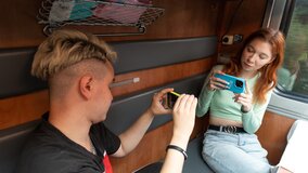 Tight anal fucking with a skinny girl during a train ride