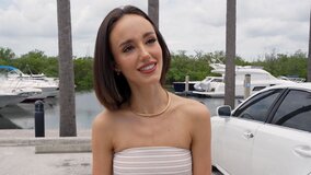 Brunette babe with natural boobs is picked up and fucked