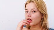 Chubby blonde teen Bianca Bell fingers her meaty pussy