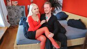 Tiny blonde cutie fucked in all positions on bed in POV
