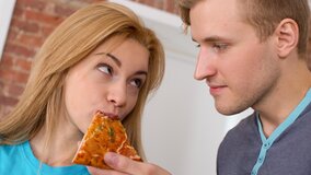 Small titted blonde sucks and gets bent over in the kitchen