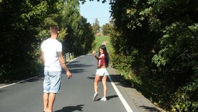 Italian petite strips down in nature and fingers her pussy