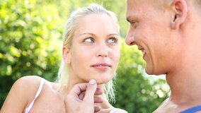 Outdoors screwing and a creampie for the hot blonde