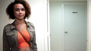 Curly ebony amateur is presented with a big cock to play with
