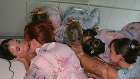 Lesbian group sex scene with girls who lick way too well