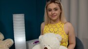 Blonde PAWG with small tits strips down to cum with a vibrator