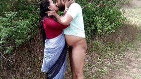 Indian MILF gives outdoor blowjob before getting fucked on ground