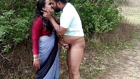 Indian MILF gives outdoor blowjob before getting fucked on ground