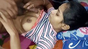 Lonesome housewife from India fucked on a colorful bed