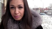 Brunette gets invited to get an anal gangbang. Three guys do her