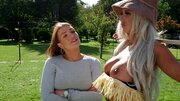 Well-hung stud impales blonde scarecrow with round boobs