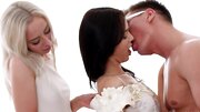 Nerdy guy has threesome with wife-to-be and her bridesmaid