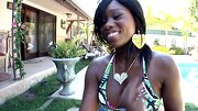 Interracial hardcore outdoors sex with black MILF and white stud