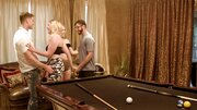 Two babes get fucked after the game of pool