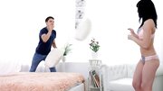 Pillow fight between lovers leads to passionate lovemaking