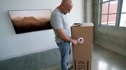 Guy makes the bald friend happy bring a box with a slut inside