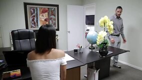 Co-worker's penis turns out to be better for the Asian than dildo