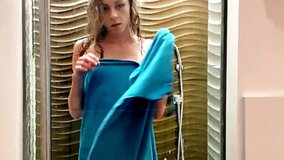 Desire to masturbate fills the girl after she takes a shower