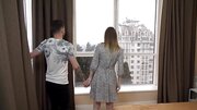 Charming girl and a horny fellow are fucking in the hotel room