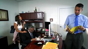 Victoria Valencia blows a guy and gets fucked in the office