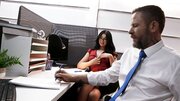 Secretary wears glasses while getting schlonged by her boss